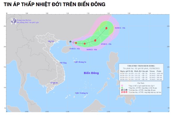 Cập nhật mới nhất về đường đi của áp thấp nhiệt đới 
