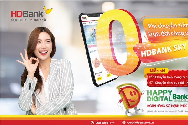 Miễn phí chuyển tiền không giới hạn cùng gói HDBank Sky One