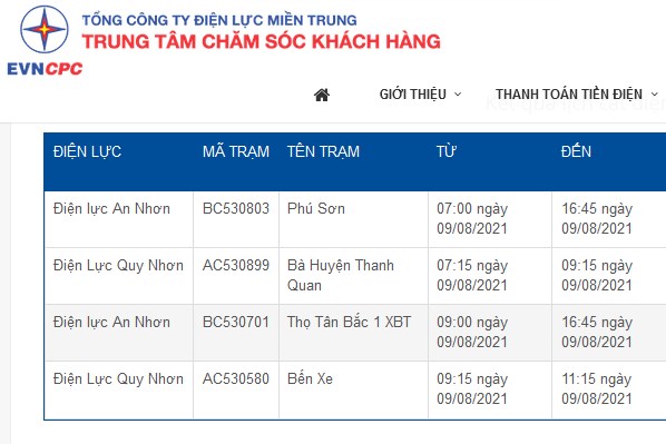 Lịch cắt điện Bình Định ngày mai 9/8 cập nhật mới nhất