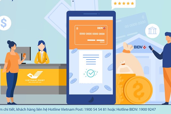 Nộp tiền vào tài khoản BIDV tại 6.000 điểm bưu điện Vietnam Post