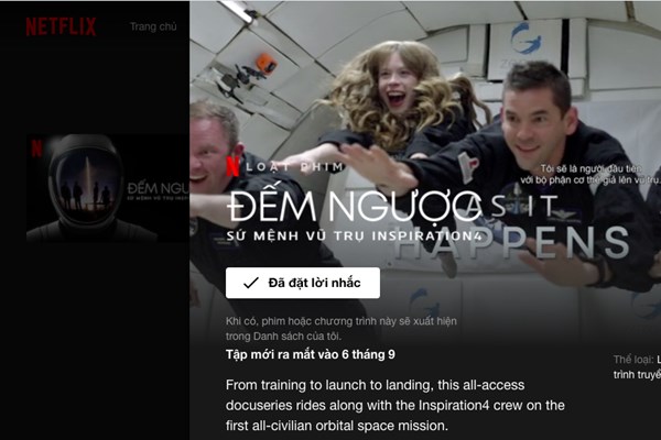 "Inspiration4 Mission To Space" gồm toàn dân thường sắp lên sóng Netflix
