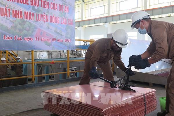 Dự án mở rộng Nhà máy luyện đồng Lào Cai ra lò tấn đồng cathode đầu tiên
