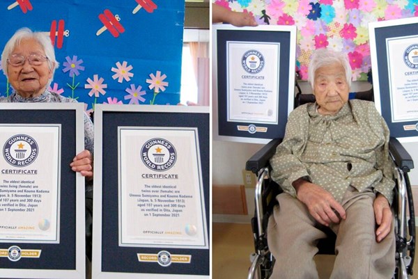 Sách Kỷ lục Guinness ghi danh cặp song sinh cao tuổi nhất thế giới từ xứ hoa anh đào