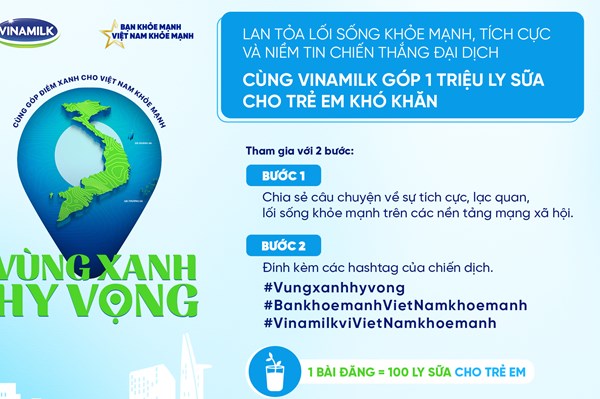 Vinamilk góp 1 triệu ly sữa với hoạt dộng “Cùng góp điểm xanh, cho Việt Nam khỏe mạnh”