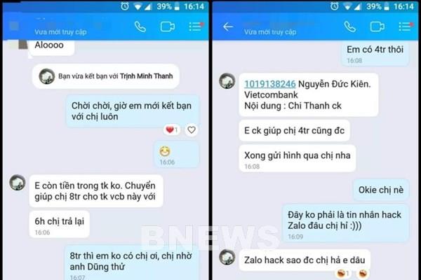 Cảnh báo thủ đoạn giả mạo tài khoản Zalo để chiểm đoạt tài sản