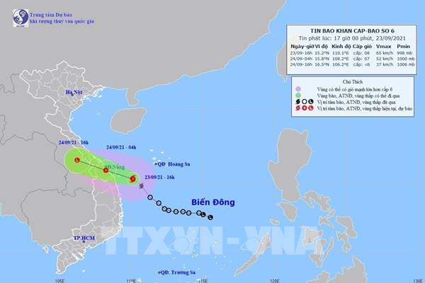 Bão số 6 di chuyển theo hướng Tây Tây Bắc với tốc độ 20 km/giờ