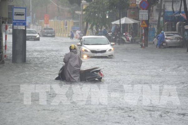 Nhiều tuyến đường nội thành Quảng Ngãi ngập sâu do mưa lớn