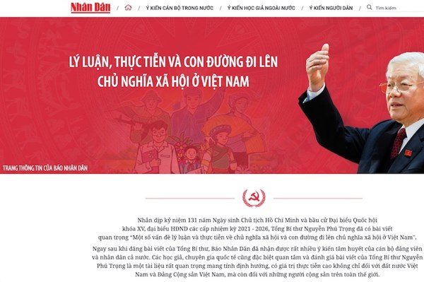 Báo Nhân Dân ra mắt trang thông tin đặc biệt về bài viết của Tổng Bí thư Nguyễn Phú Trọng