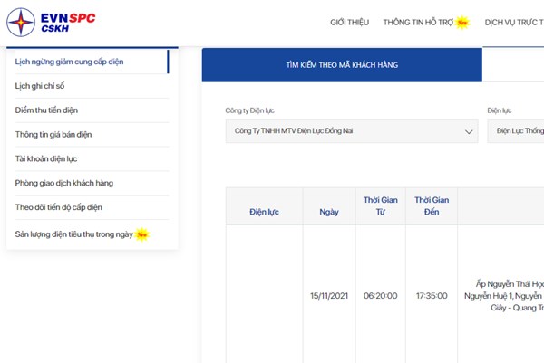 Lịch cắt điện Đồng Nai ngày mai 15/11