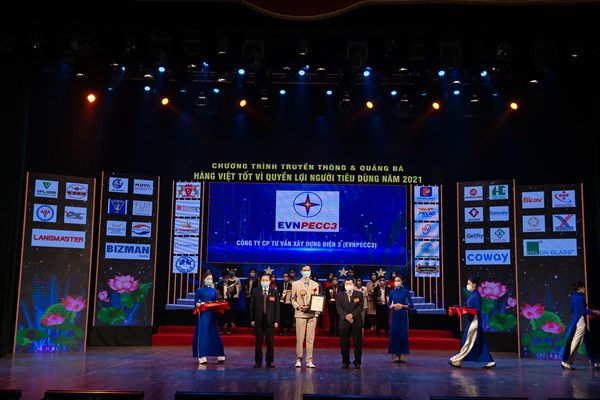 EVNPECC3 đạt Top 20 “Dịch vụ chất lượng vàng vì quyền lợi người tiêu dùng”