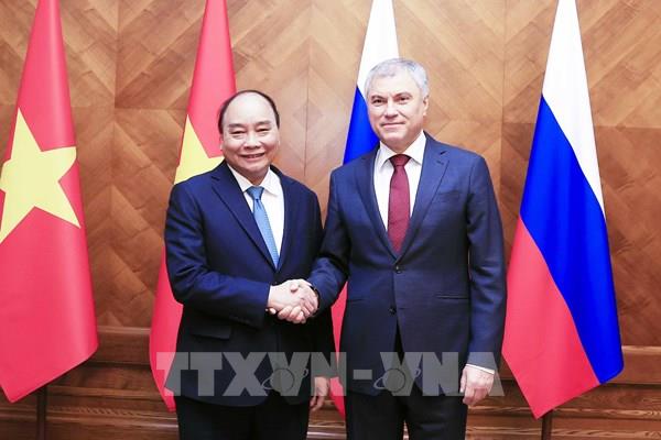 Chủ tịch nước Nguyễn Xuân Phúc hội kiến Chủ tịch Duma Quốc gia Nga Vyacheslav Volodin