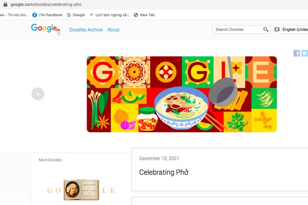 Phở Việt Nam được tôn vinh trên Google Doodle