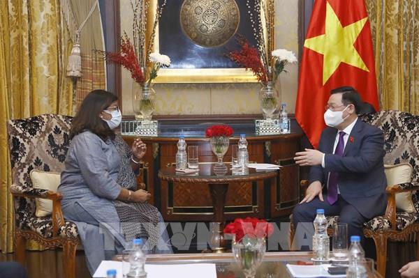 Chủ tịch Quốc hội Vương Đình Huệ tiếp lãnh đạo ba tập đoàn lớn của Ấn Độ