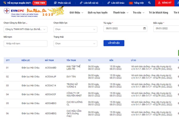 Lịch cắt điện Đà Nẵng ngày mai 8/1 cập nhật mới nhất
