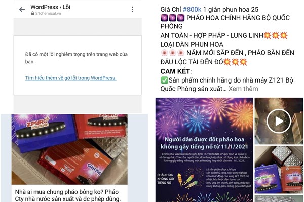 Pháo hoa nhà máy Z121: Website công ty báo lỗi, giá trên mạng gấp 2-3 lần niêm yết