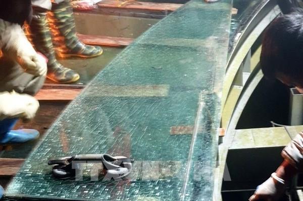 Đã thay tấm kính nứt ở Khu du lịch Cầu kính Rồng Mây