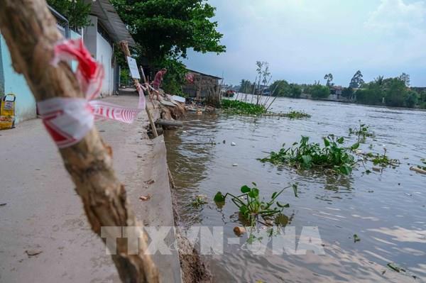 Cần Thơ: Sạt lở bờ sông Ô Môn, 4 căn nhà chìm xuống sông