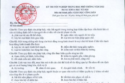 Gợi ý đáp án đề thi minh họa tốt nghiệp THPT môn Giáo dục công dân năm 2022