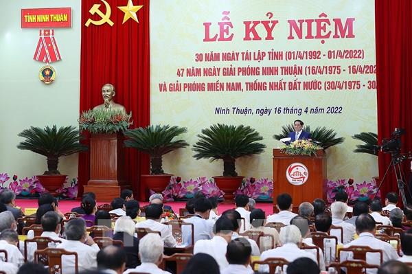 Thủ tướng Phạm Minh Chính dự Lễ kỷ niệm 30 năm tái lập tỉnh Ninh Thuận