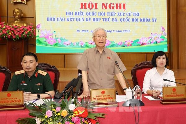 Tổng Bí thư Nguyễn Phú Trọng tiếp xúc cử tri Hà Nội sau Kỳ họp thứ 3, Quốc hội khóa XV
