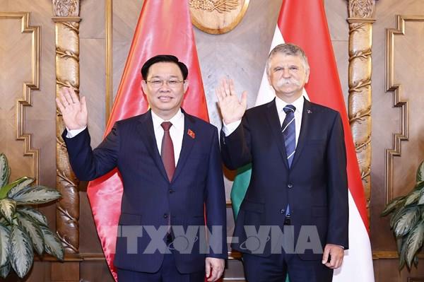 Chủ tịch Quốc hội Hungary hội đàm với Chủ tịch Quốc hội Vương Đình Huệ