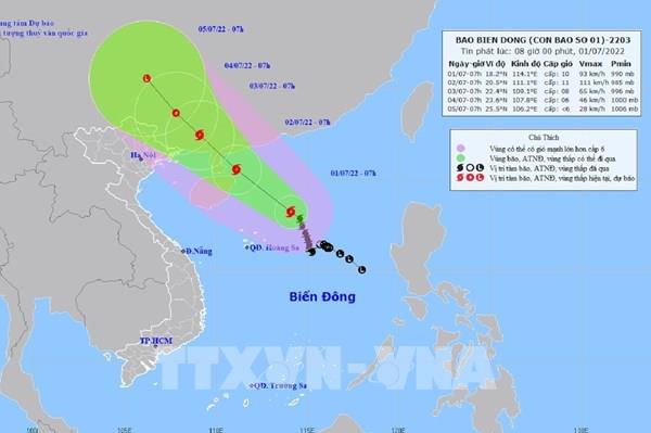 Dự báo thời tiết ngày 1/7: Bão số 1 di chuyển theo hướng Tây Bắc, có khả năng mạnh thêm