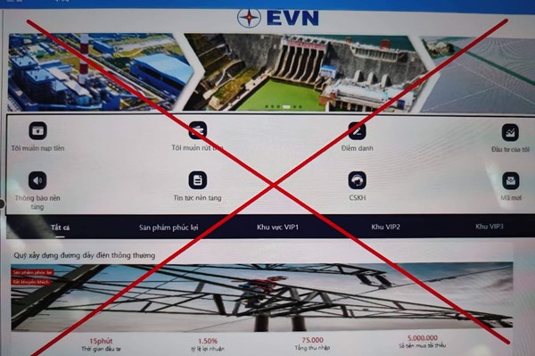 Xuất hiện trang web giả mạo thương hiệu EVN