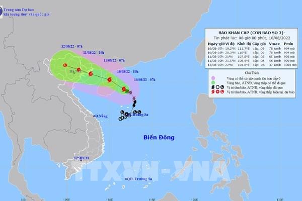 Bão số 2 hướng thẳng về đất liền Hải Phòng - Quảng Ninh
