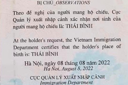 ĐSQ Mỹ khuyến cáo người xin thị thực bổ sung "nơi sinh" vào phần bị chú trong hộ chiếu mới