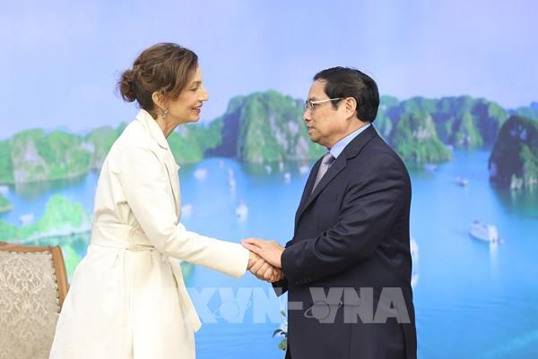 Thủ tướng Phạm Minh Chính tiếp Tổng Giám đốc UNESCO Audrey Azoulay