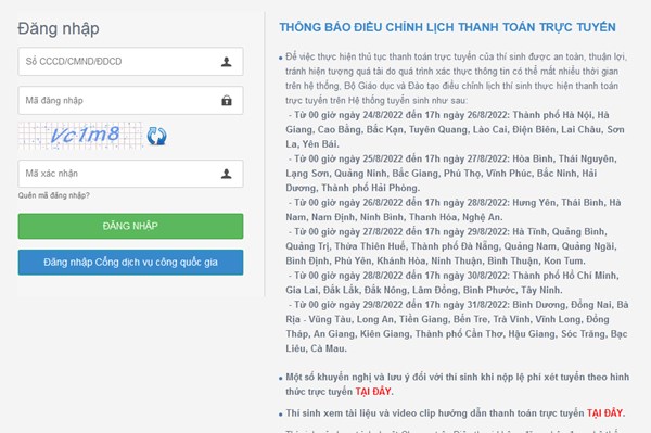 Tiếp tục mở hệ thống thanh toán lệ phí xét tuyển đại học trực tuyến từ ngày 10-13/9