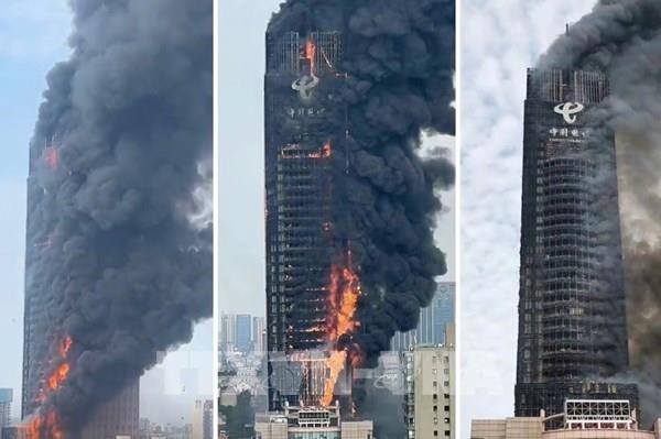 Vụ cháy tòa nhà chọc trời tại Trung Quốc: Đã khống chế được đám cháy
