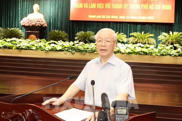 Tổng Bí thư: TP HCM phát huy hơn nữa vai trò đầu tàu, động lực phát triển vùng Đông Nam Bộ và cả nước