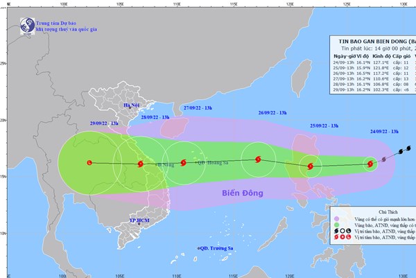 Cập nhật mới nhất đường đi của bão Noru 