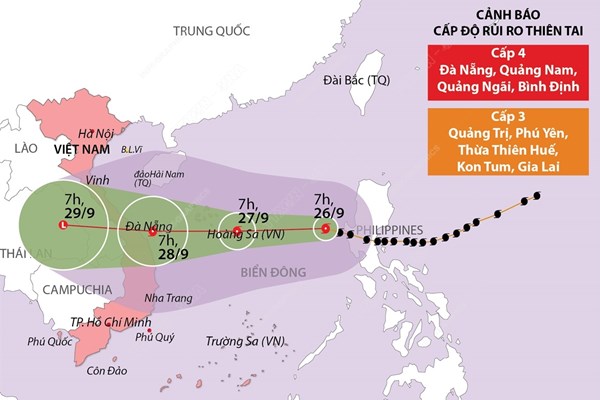 Cập nhật đường đi của bão số 4