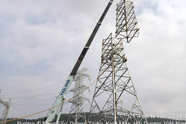 Đấy nhanh thi công đường dây 220 kV Nhiệt điện Hải Dương – Trạm 500 kV Phố Nối