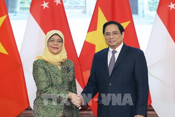 Thủ tướng Phạm Minh Chính hội kiến Tổng thống Singapore Halimah Yacob