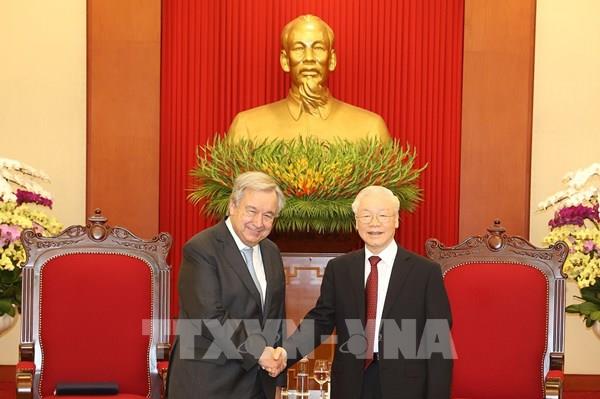 Tổng Bí thư Nguyễn Phú Trọng tiếp Tổng Thư ký Liên hợp quốc