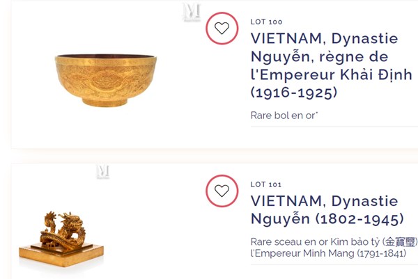 Đề nghị xác minh rõ thông tin về 2 cổ vật triều Nguyễn sắp được đấu giá tại Pháp