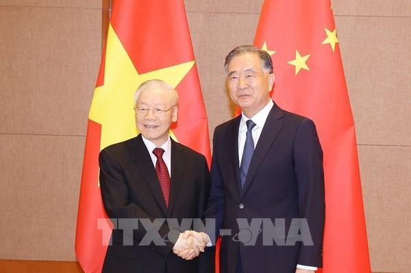 Tổng Bí thư Nguyễn Phú Trọng hội kiến Chủ tịch Chính hiệp toàn quốc Trung Quốc