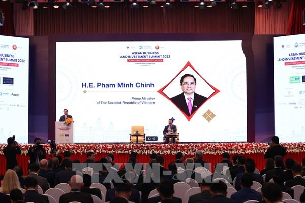 Thủ tướng Phạm Minh Chính phát biểu tại Hội nghị thượng đỉnh kinh doanh và đầu tư ASEAN