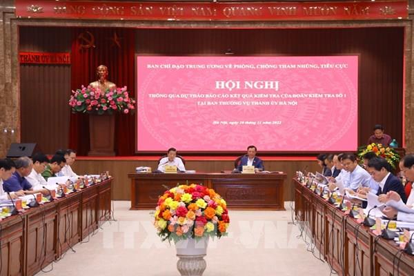 Ban Chỉ đạo Trung ương về phòng, chống tham nhũng, tiêu cực làm việc với Thành ủy Hà Nội