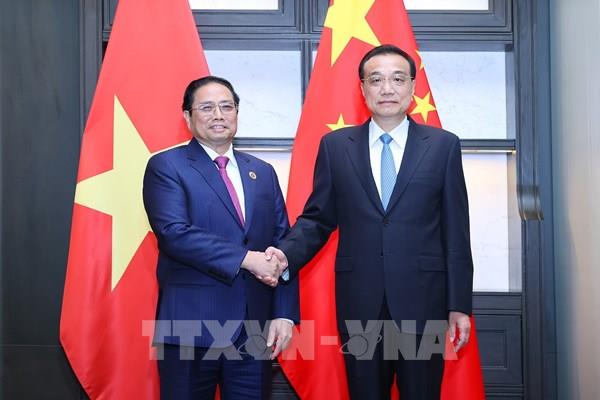 Thủ tướng Chính phủ Phạm Minh Chính hội kiến Thủ tướng Trung Quốc Lý Khắc Cường