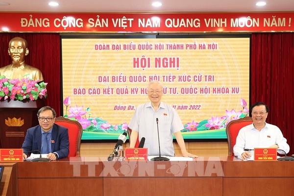 Tổng Bí thư Nguyễn Phú Trọng tiếp xúc cử tri Hà Nội sau Kỳ họp thứ 4, Quốc hội khóa XV