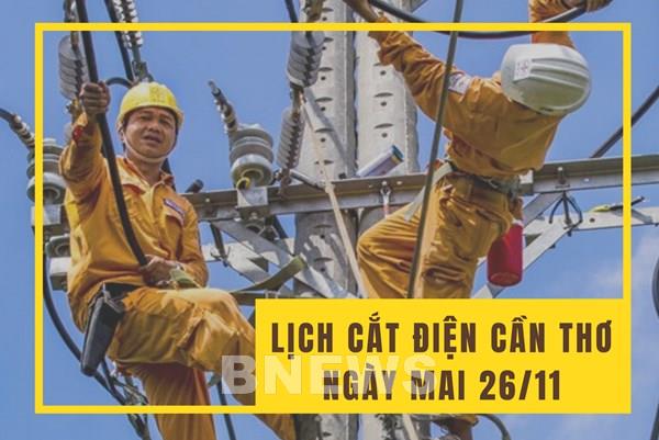 Lịch cắt điện Cần Thơ ngày mai 26/11 cập nhật mới nhất