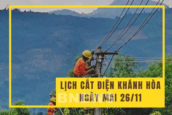 Lịch cắt điện Khánh Hòa ngày mai 26/11 mới nhất