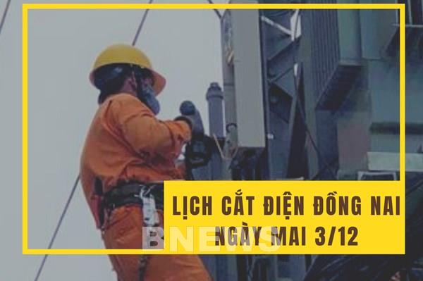 Lịch cắt điện Đồng Nai ngày mai 3/12 cập nhật mới nhất