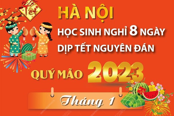 Hà Nội: Học sinh nghỉ 8 ngày dịp Tết Nguyên đán Quý Mão 2023