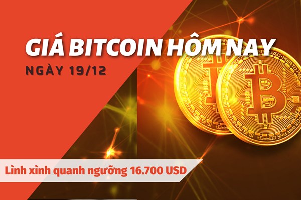 Giá Bitcoin ngày 19/12: Lình xình quanh ngưỡng 16.700 USD