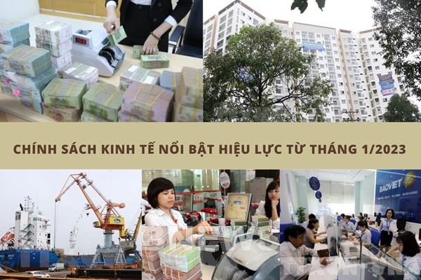 Chính sách kinh tế mới nổi bật có hiệu lực từ tháng 1/2023